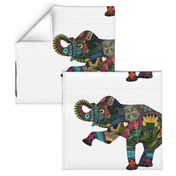 asian elephant tea towel