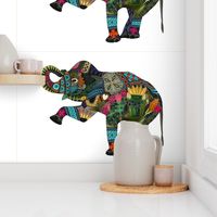 asian elephant tea towel