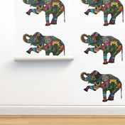 asian elephant tea towel