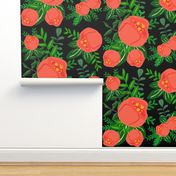 Red Mod Roses Floral Print in Black