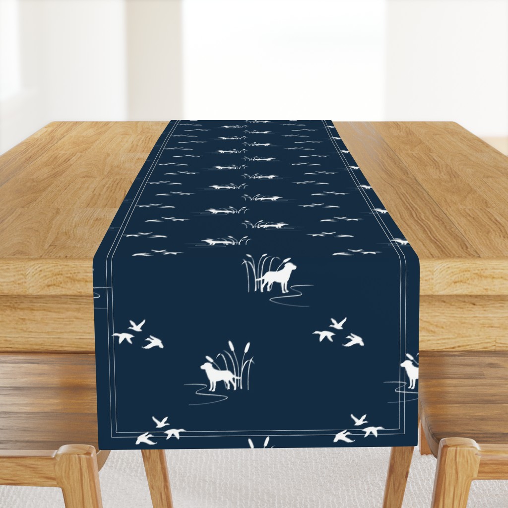 Dog Ducks hunting scene Dark Navy