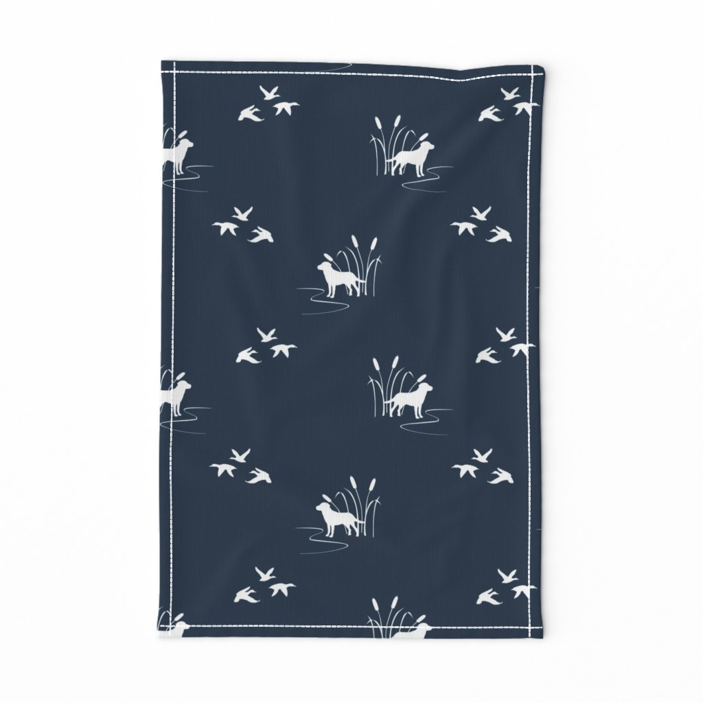 Dog Ducks hunting scene Dark Navy