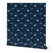 Dog Ducks hunting scene Dark Navy