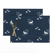 Dog Ducks hunting scene Dark Navy