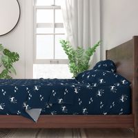 Dog Ducks hunting scene Dark Navy