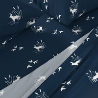 Dog Ducks hunting scene Dark Navy