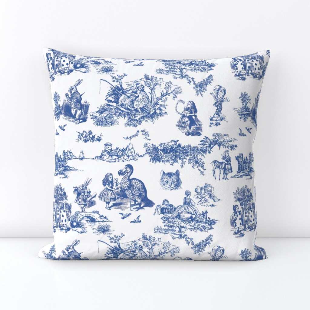 Square Pillow Blue Toile de Jouy