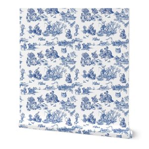 alice blue toile de jouy large Fabric