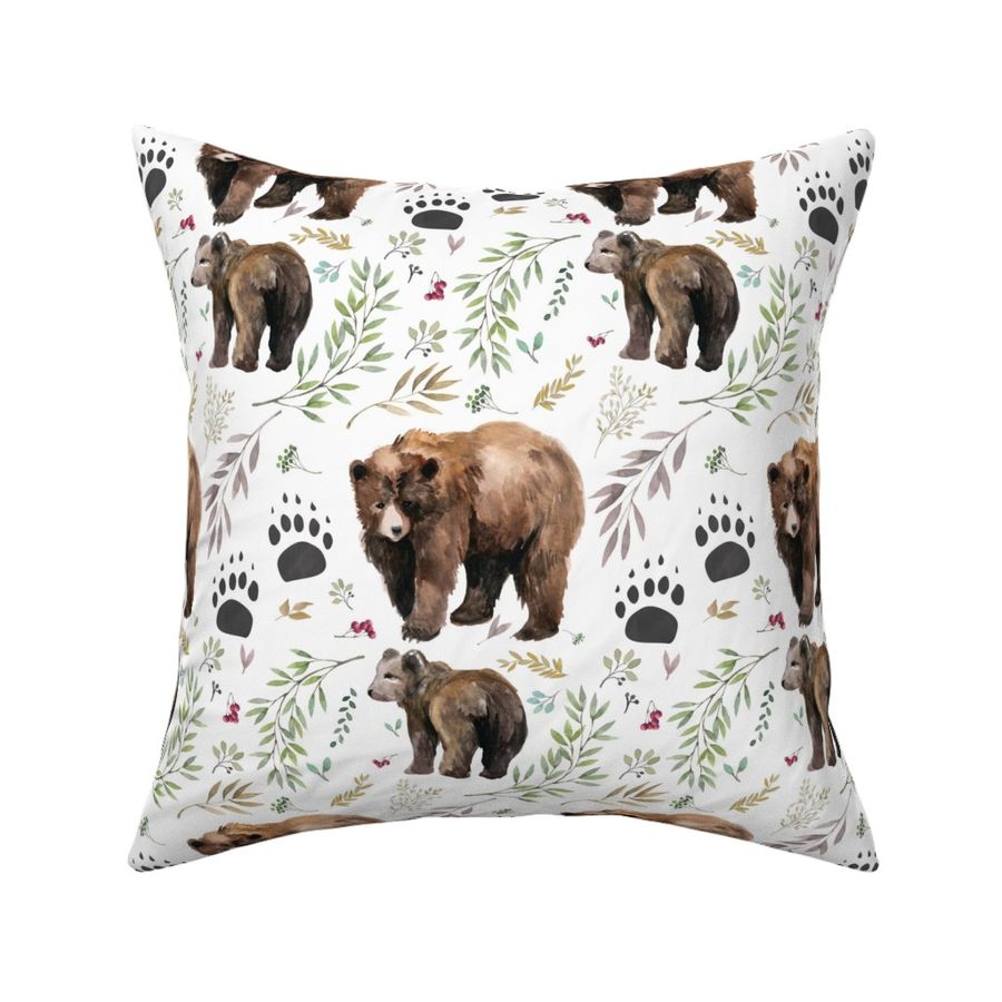 Teal Blue Purple Mama bear Teal Blue Purple Floral Mama Bear and Two Cubs Salmon Pink Throw Pillow Multicolor 16x16