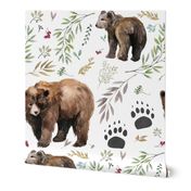 8" Watercolor Mama Bear & Cub in the Woods