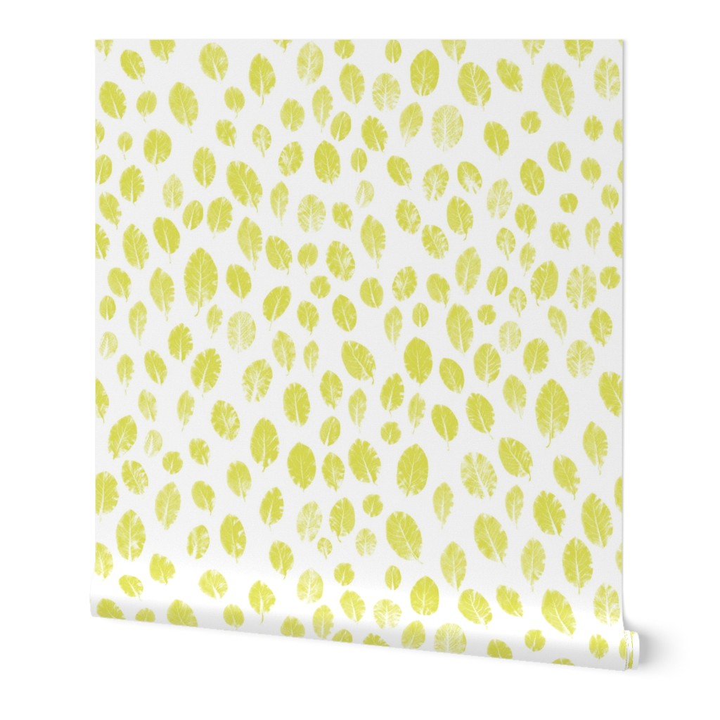 little leaves - chartreuse/white