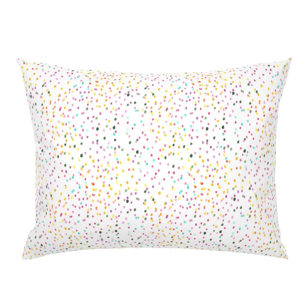 Watercolor rainbow dots in white