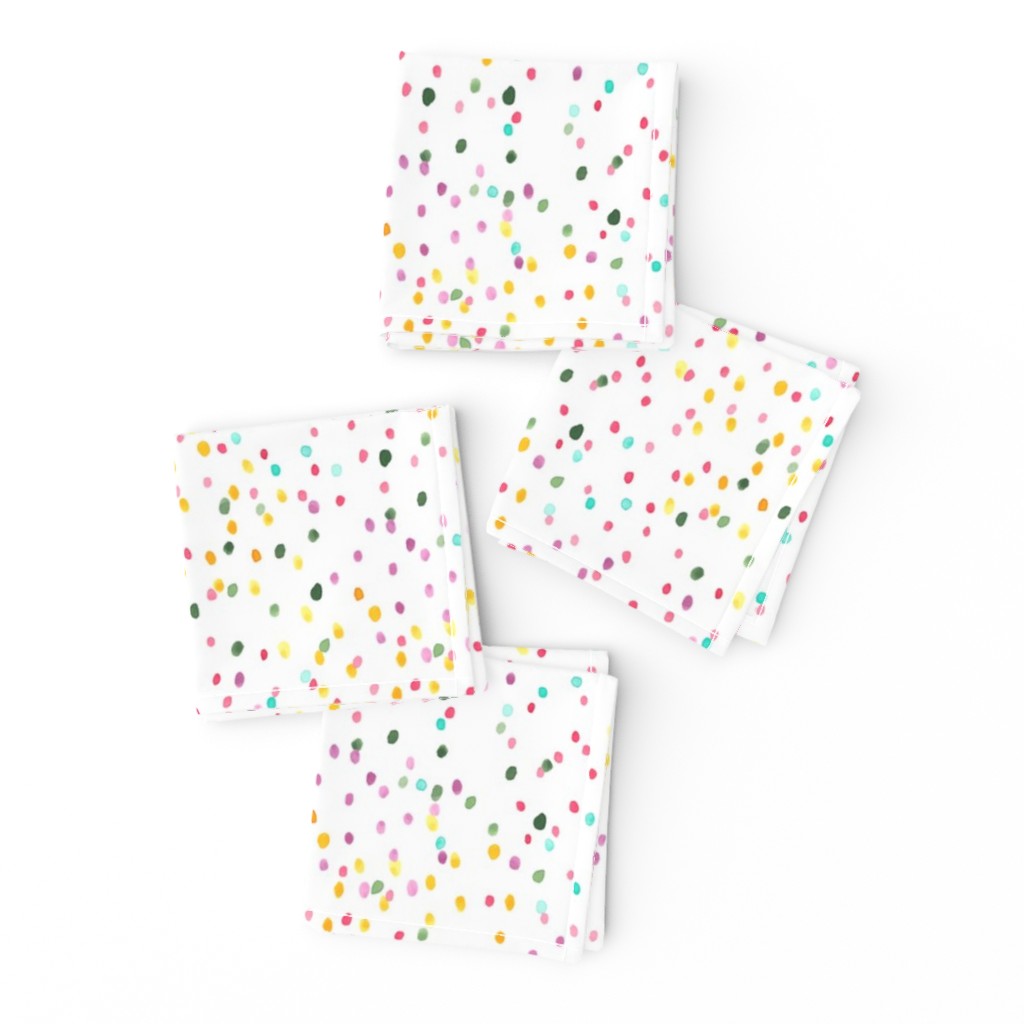 Watercolor rainbow dots in white