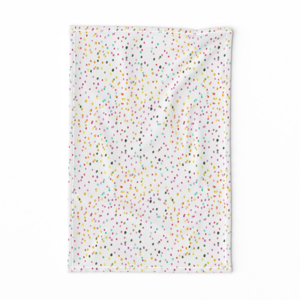 Watercolor rainbow dots in white