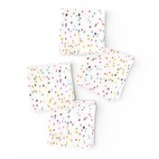 Watercolor rainbow dots in white