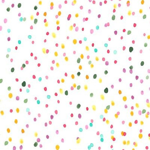 Watercolor rainbow dots in white