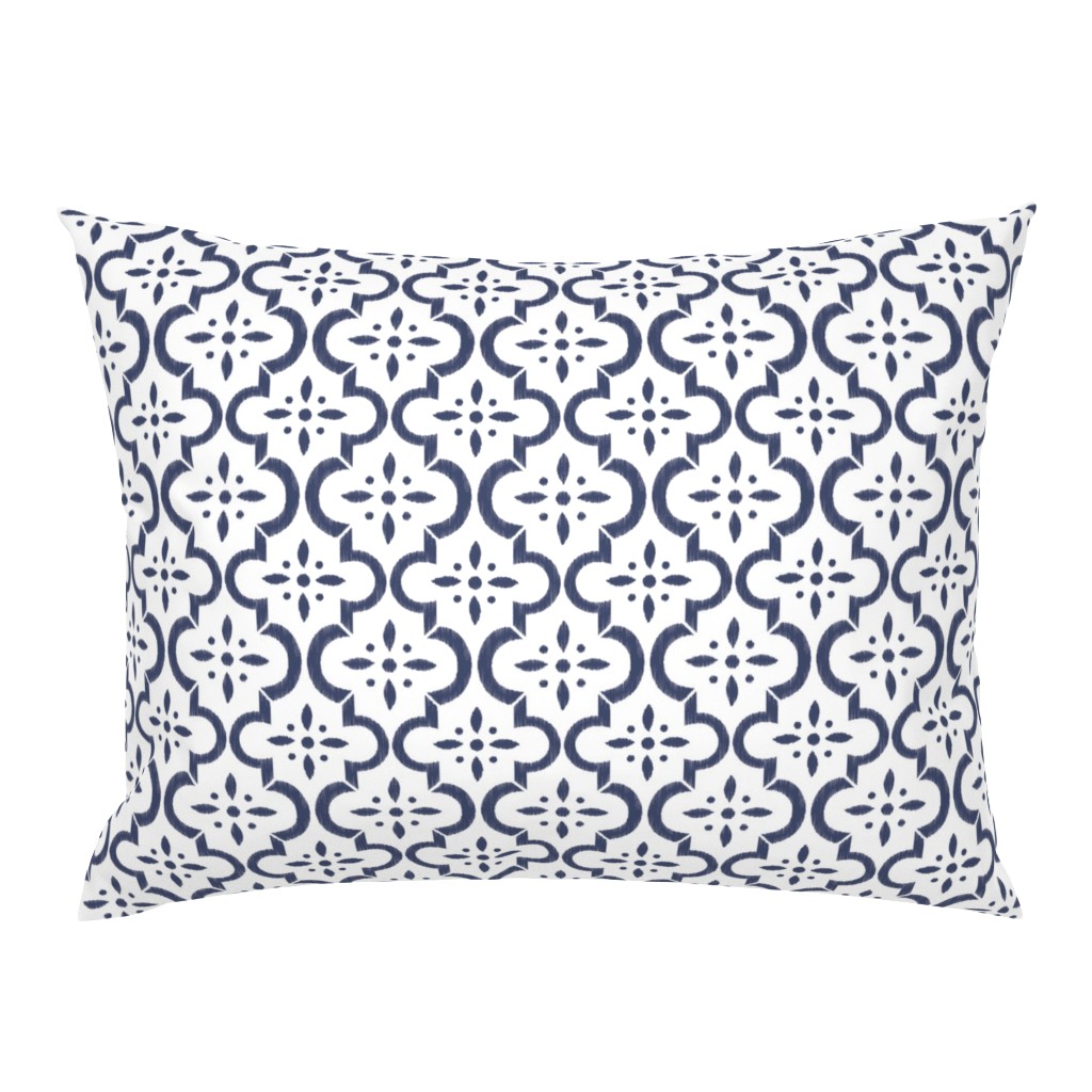 Navy & White Ikat Moroccan Flower