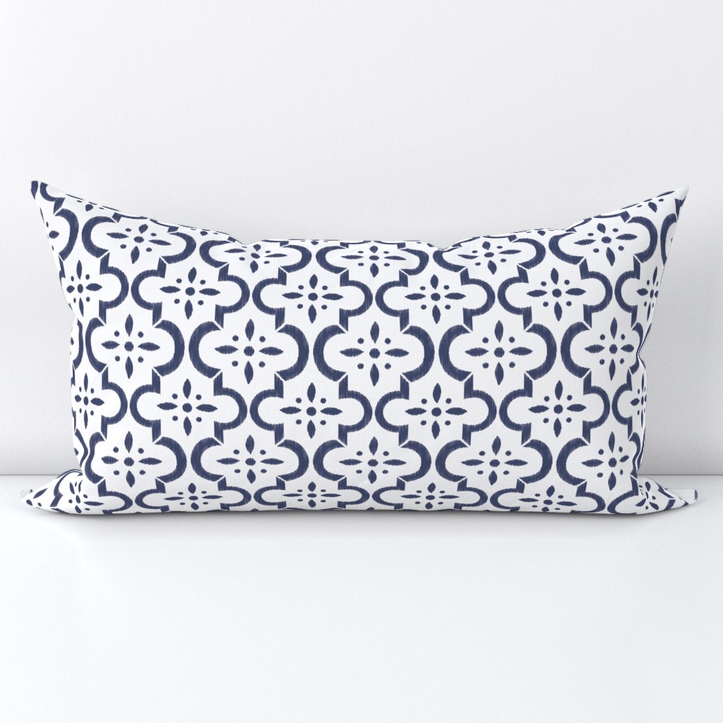 Navy & White Ikat Moroccan Flower