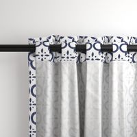 Navy & White Ikat Moroccan Flower