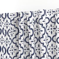 Navy & White Ikat Moroccan Flower