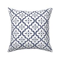 Navy & White Ikat Moroccan Flower