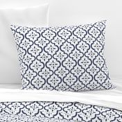 Navy & White Ikat Moroccan Flower