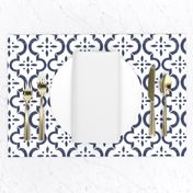 Navy & White Ikat Moroccan Flower