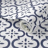 Navy & White Ikat Moroccan Flower