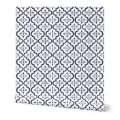 Navy & White Ikat Moroccan Flower