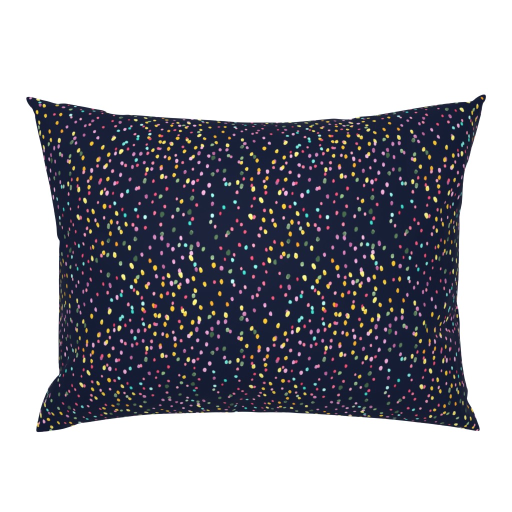 Watercolor rainbow dots in navy