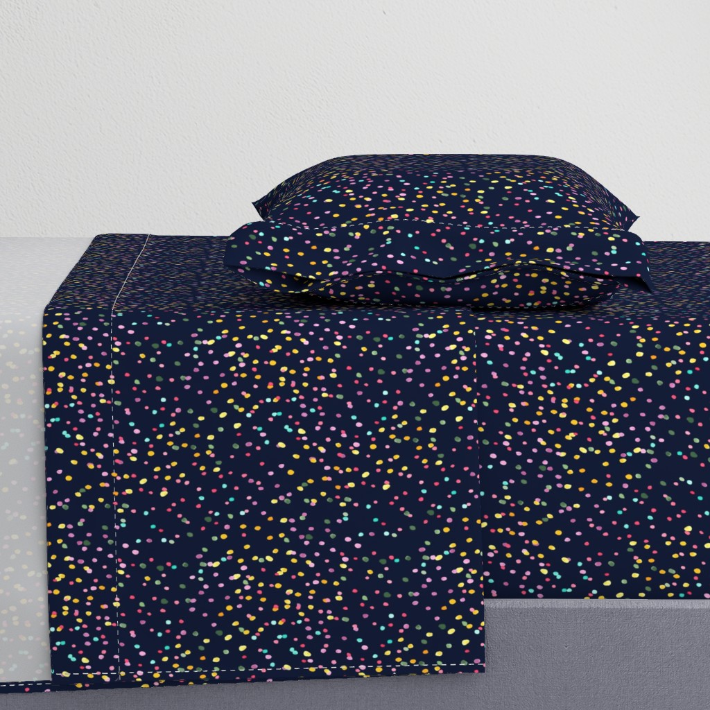 Watercolor rainbow dots in navy