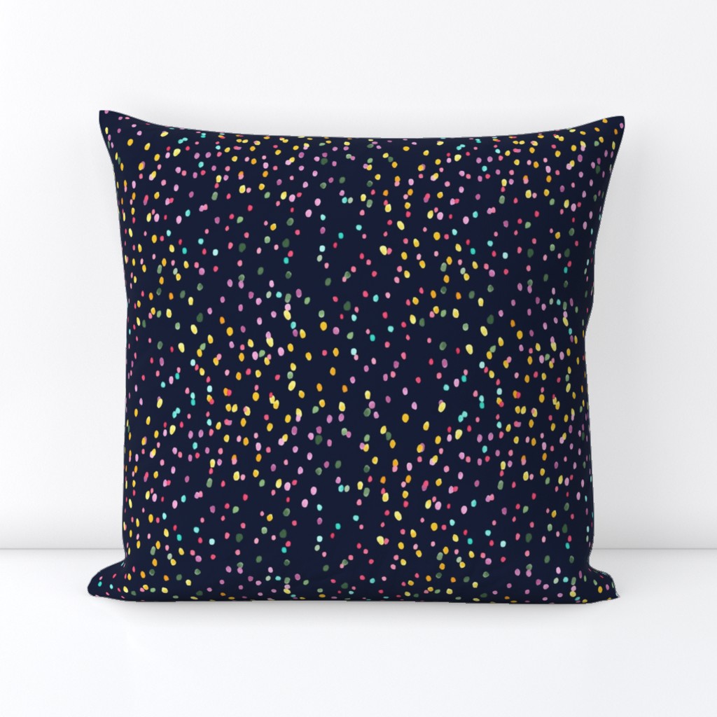 Watercolor rainbow dots in navy