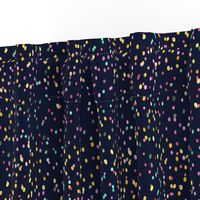 Watercolor rainbow dots in navy