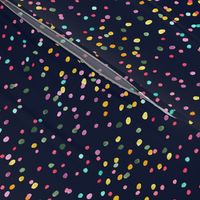 Watercolor rainbow dots in navy