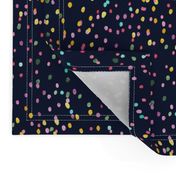 Watercolor rainbow dots in navy