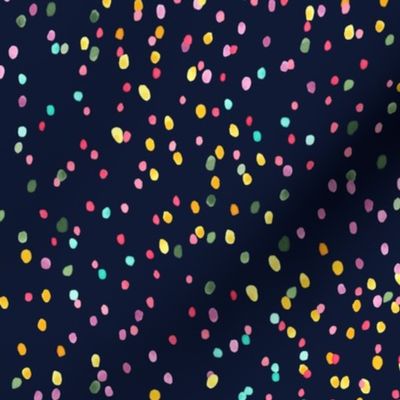 Watercolor rainbow dots in navy