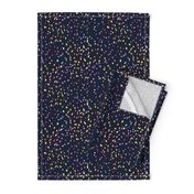 Watercolor rainbow dots in navy