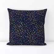 Watercolor rainbow dots in navy