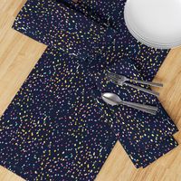 Watercolor rainbow dots in navy