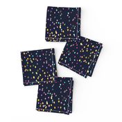 Watercolor rainbow dots in navy