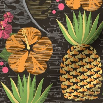 Tropical Pineapple Tiki-Brown12 3/4