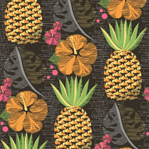 Tropical Pineapple Tiki-Brown12 3/4