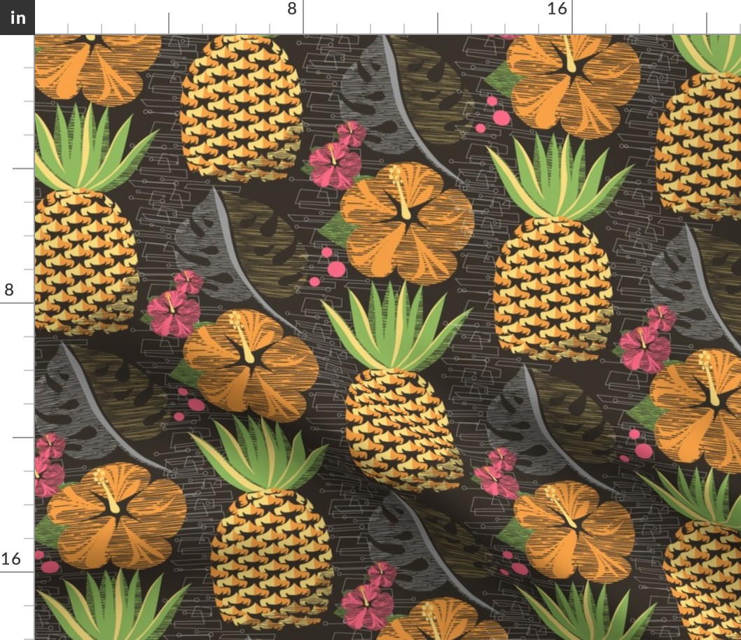 Tropical Pineapple Tiki-Brown12 3/4