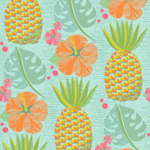 Tropical Pineapple Tiki-Aqua12 3/4