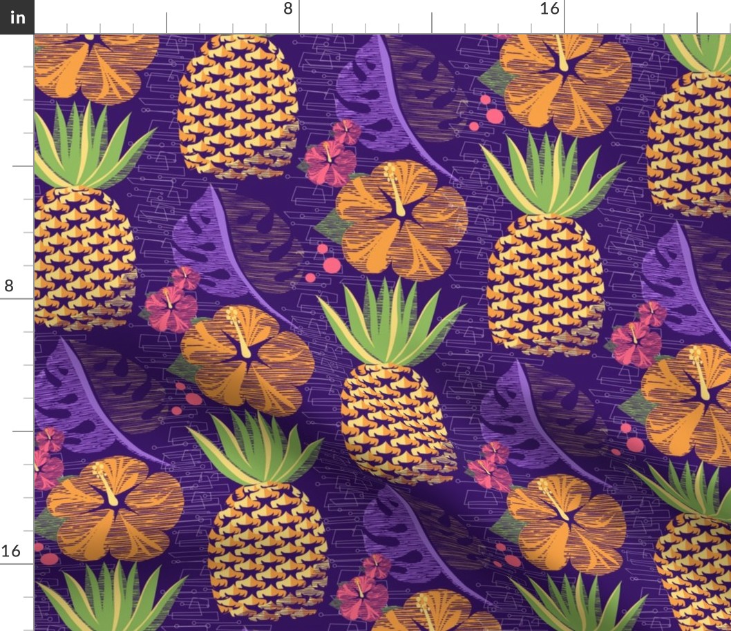 Tropical Pineapple Tiki-Purple12 3/4