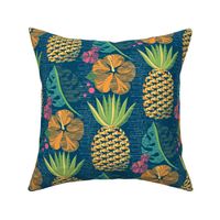 Tropical Pineapple Tiki-Teal12 3/4