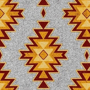 Aztec Kilim Stone - Maroon, red, gold, gray