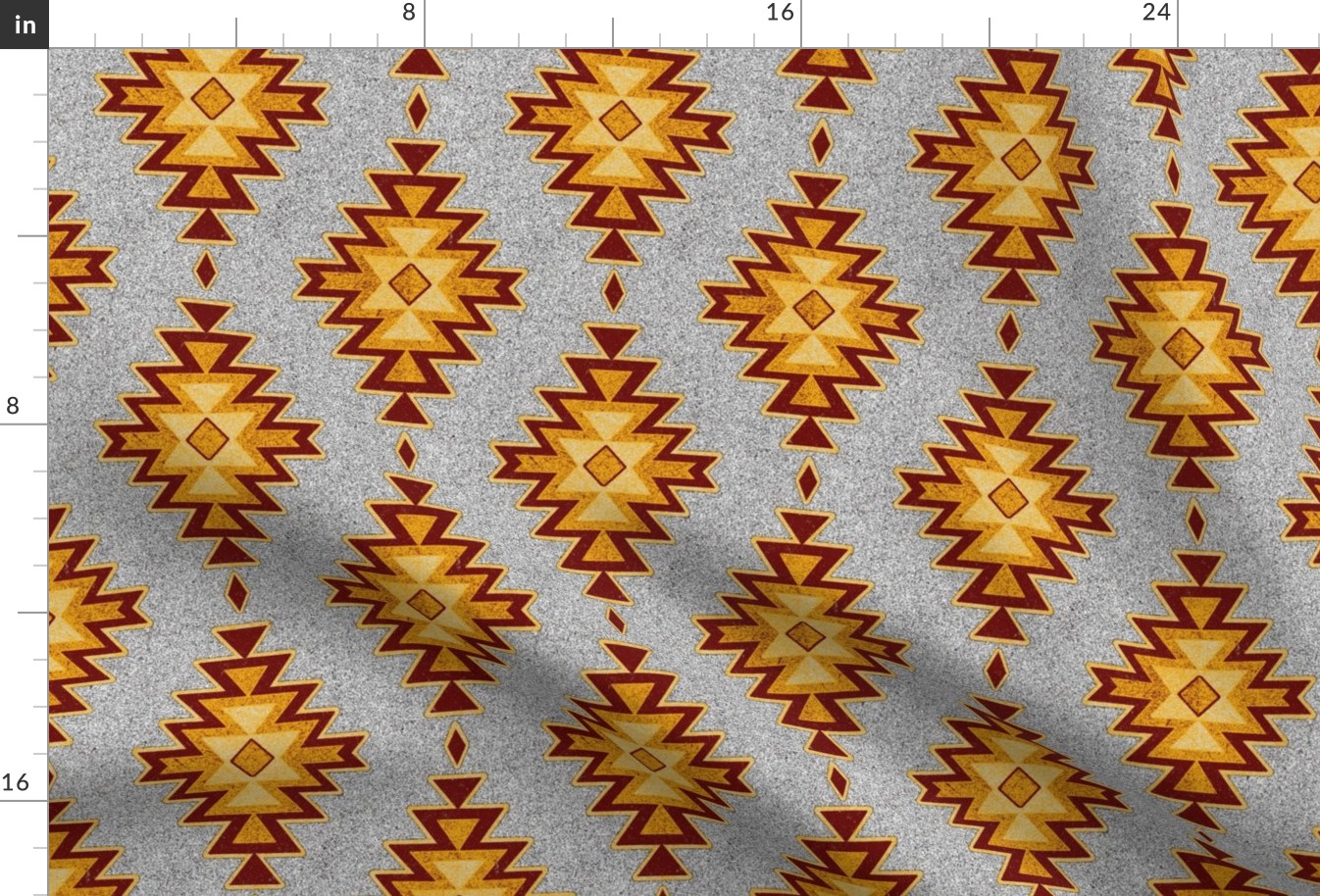 Aztec Kilim Stone - Maroon, red, gold, Fabric | Spoonflower