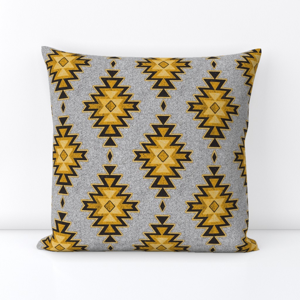 Aztec Kilim Stone - Black,gold,grey