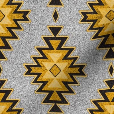 Aztec Kilim Stone - Black,gold,grey